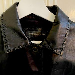 Banana Republic black leather late 90’s coat.